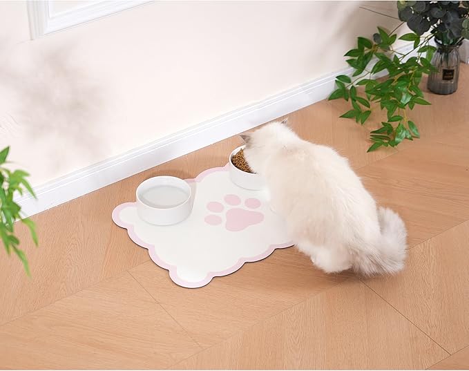 Scalloped Dog Feeding Mat Scalloped Pet Feeding Mat – Absorbent Dog & Cat Bowl Placemat - Image 4