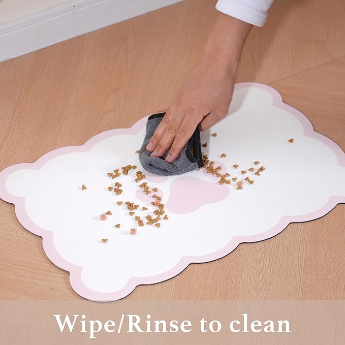 Scalloped Dog Feeding Mat Scalloped Pet Feeding Mat – Absorbent Dog & Cat Bowl Placemat - Image 2